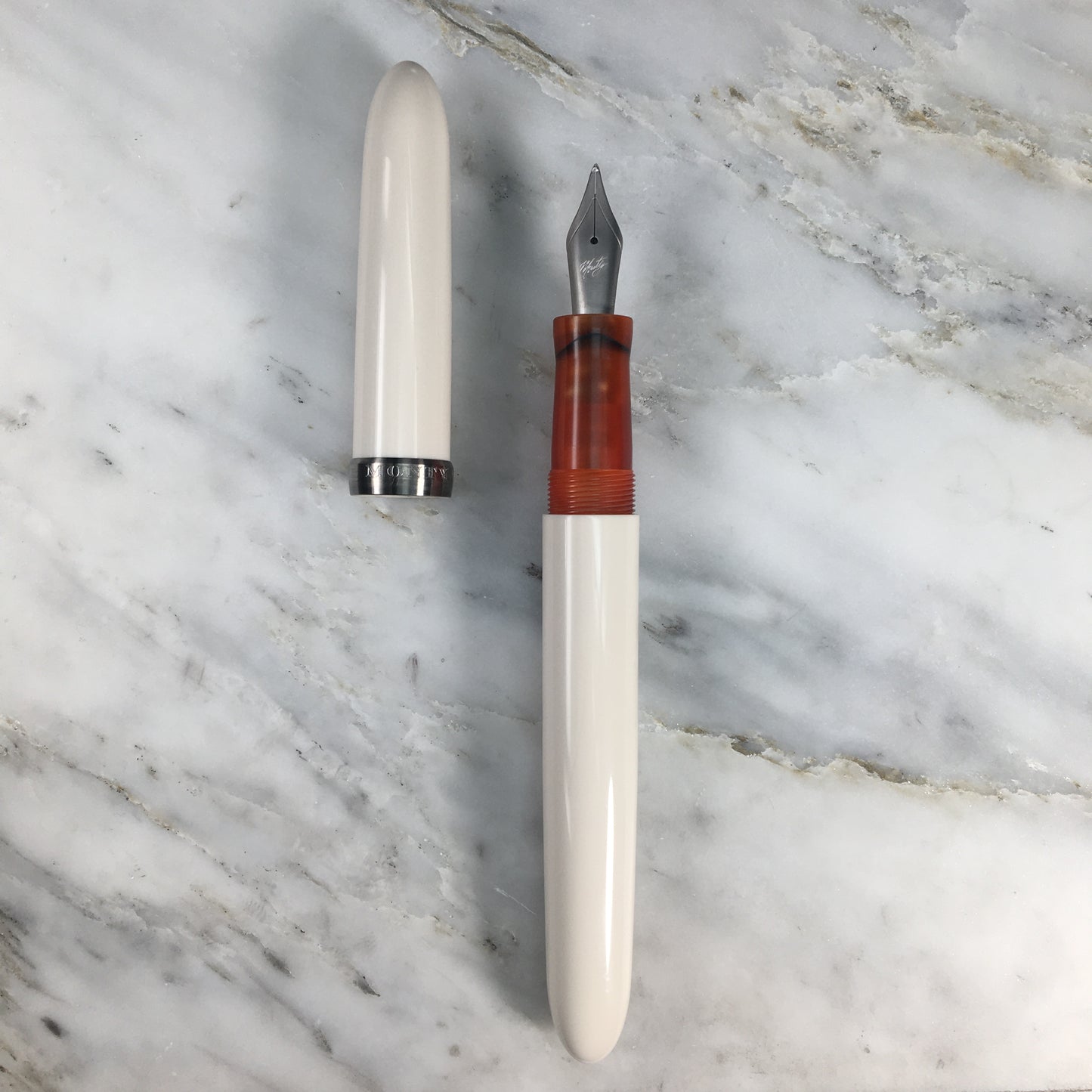 Model 3. Cigar-Style Fountain Pen with Titanium Cap Ring. Feu Au Lait
