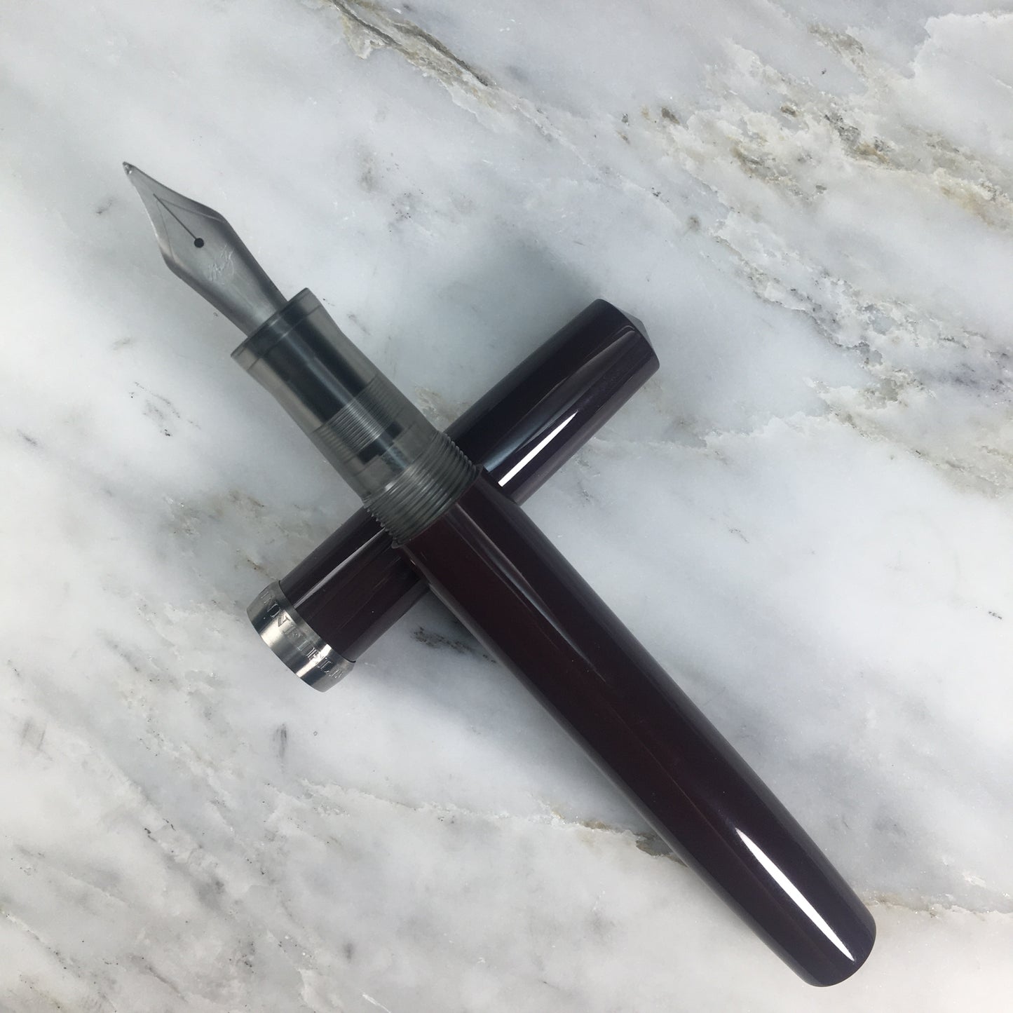 Model 7. Resin Fountain Pen with Titanium Cap Ring. Raisin