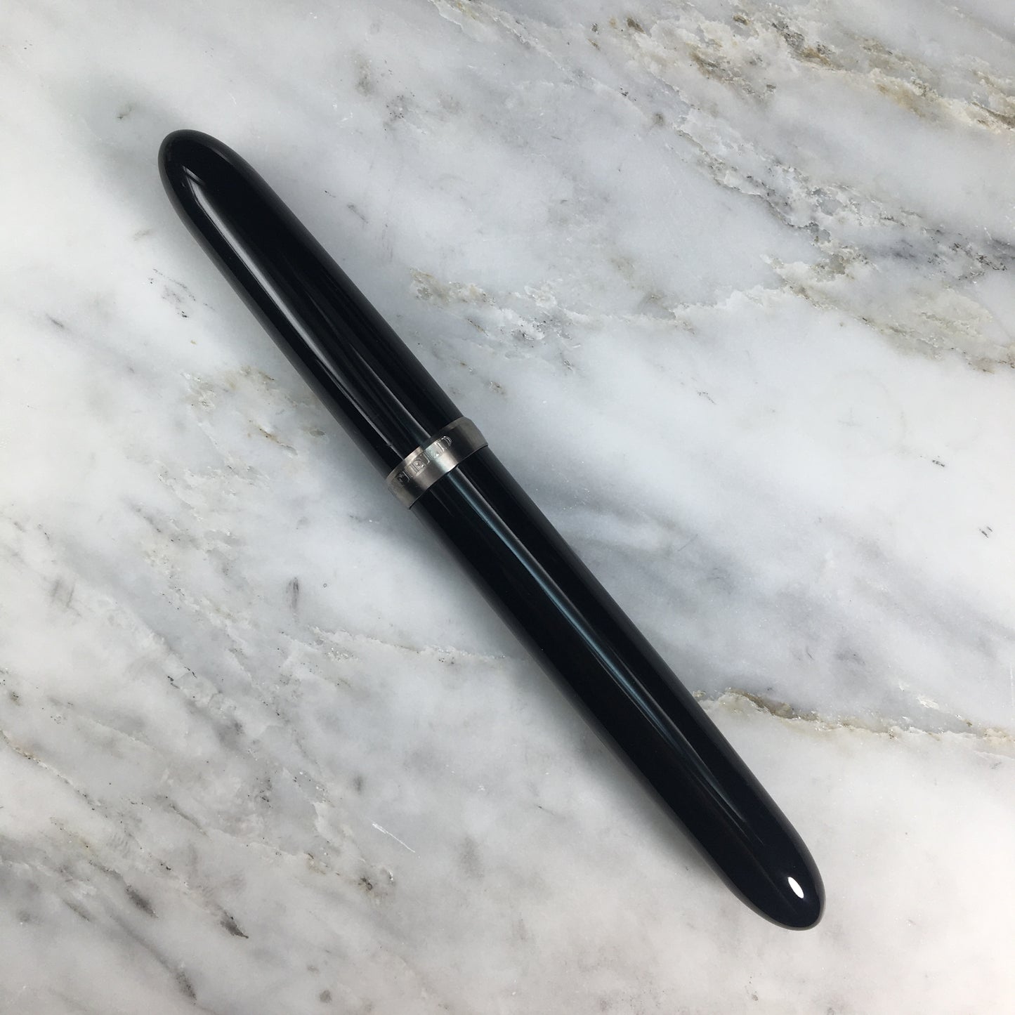 Model 3. Cigar-Style Fountain Pen with Titanium Cap Ring. Black