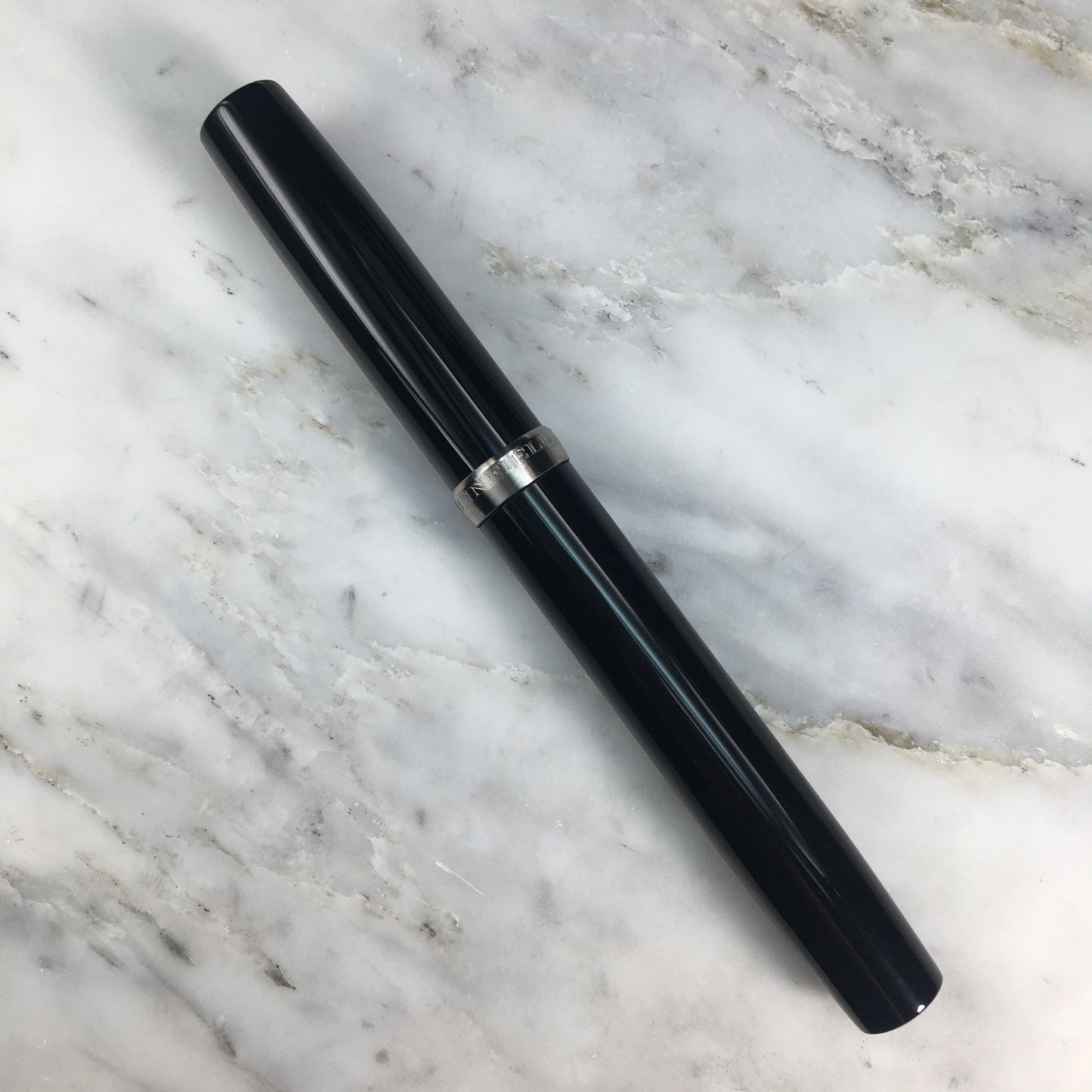 Model 7. Resin Fountain Pen with Titanium Cap Ring. Black