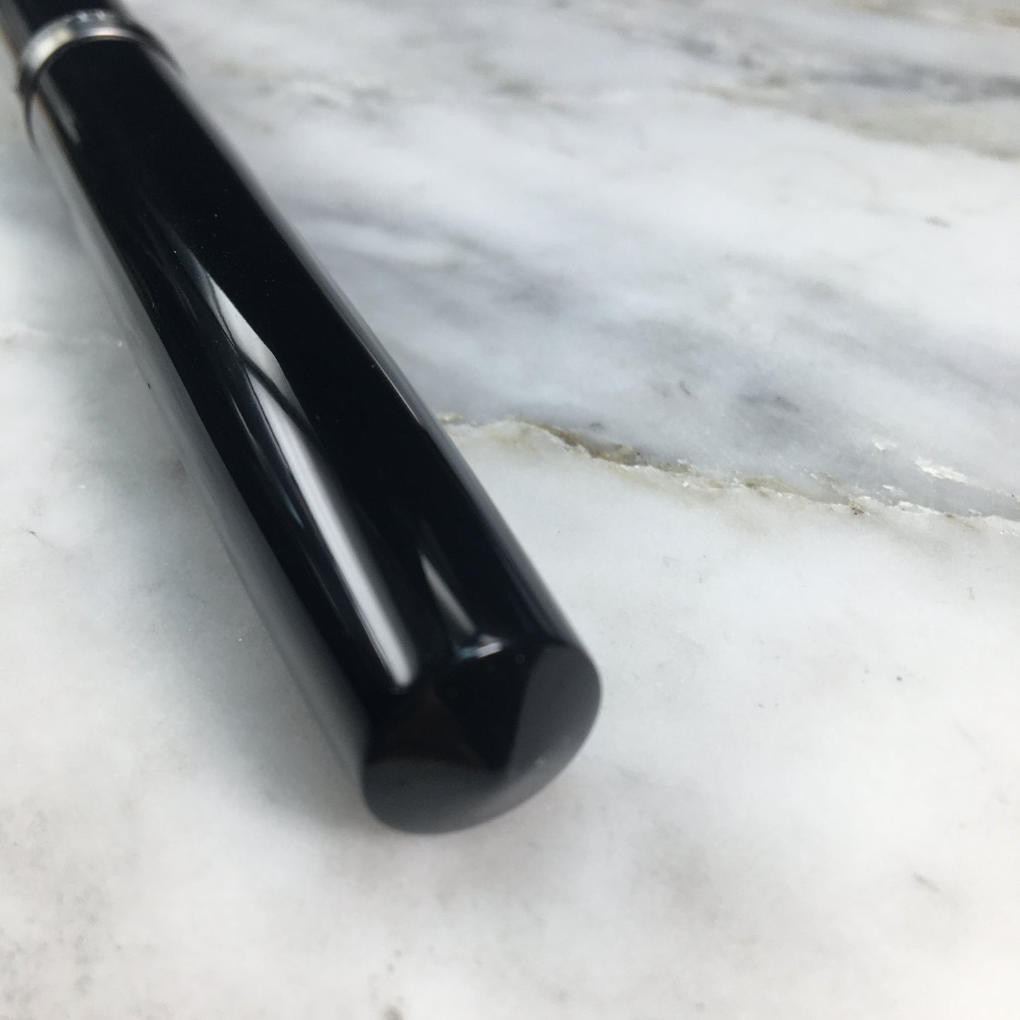 Model 7. Resin Fountain Pen with Titanium Cap Ring. Black