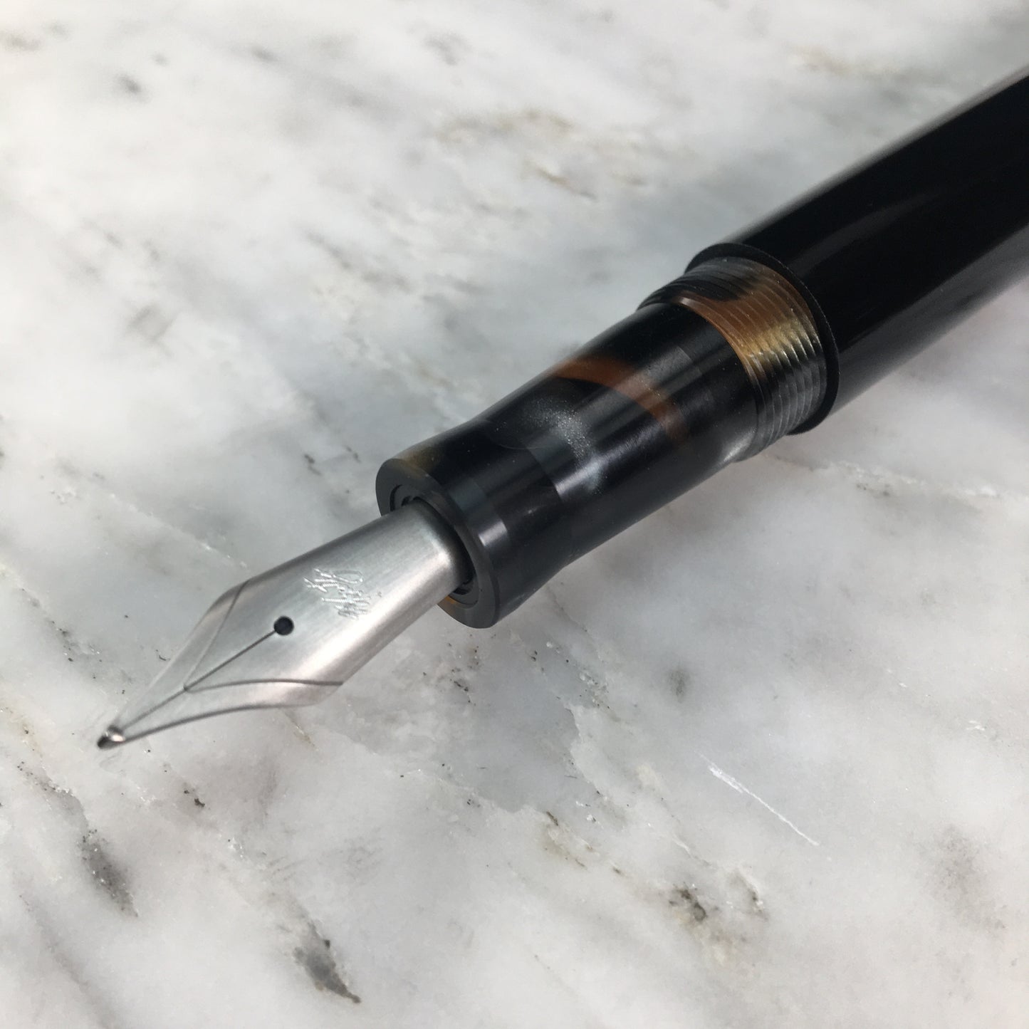 Model 3. Cigar-Style Fountain Pen with Titanium Cap Ring. Black