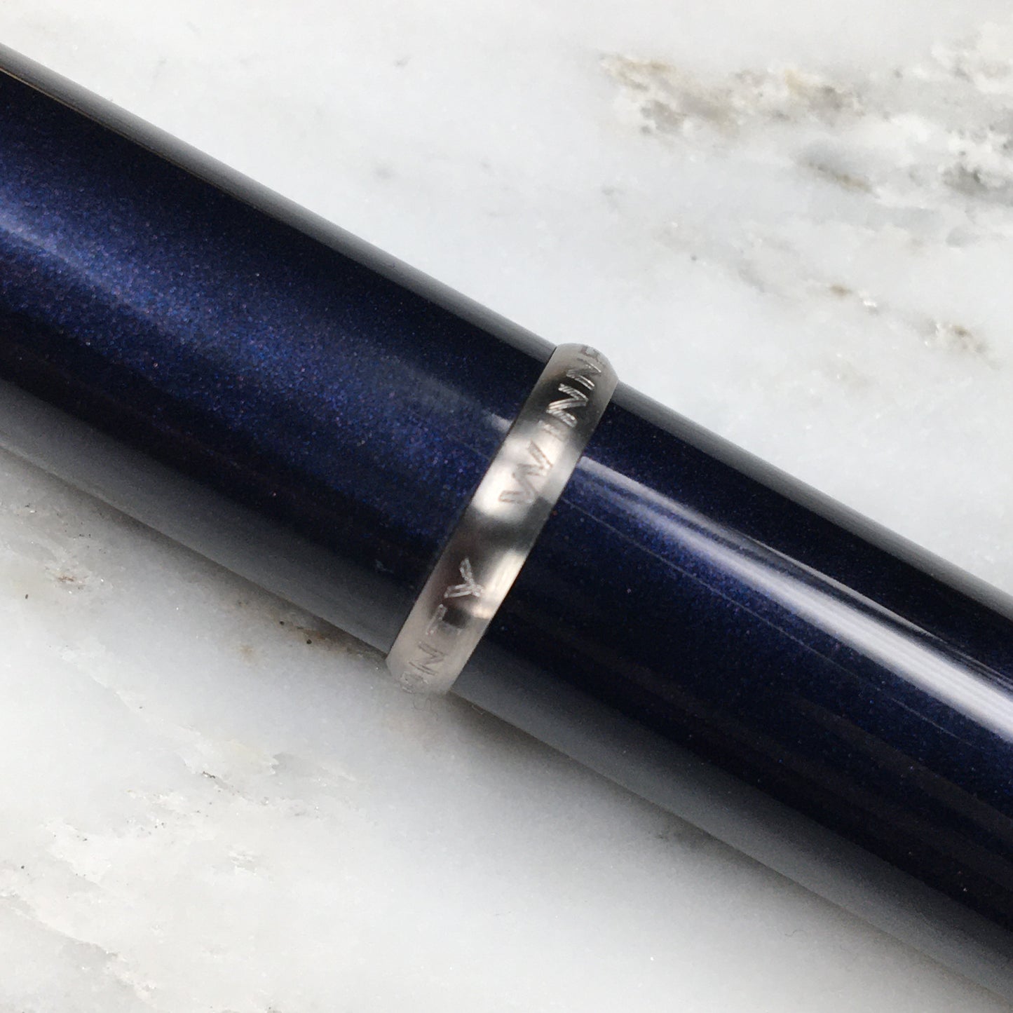 Model 3. Cigar-Style Fountain Pen with Titanium Rollstop. Midnight Beacon.