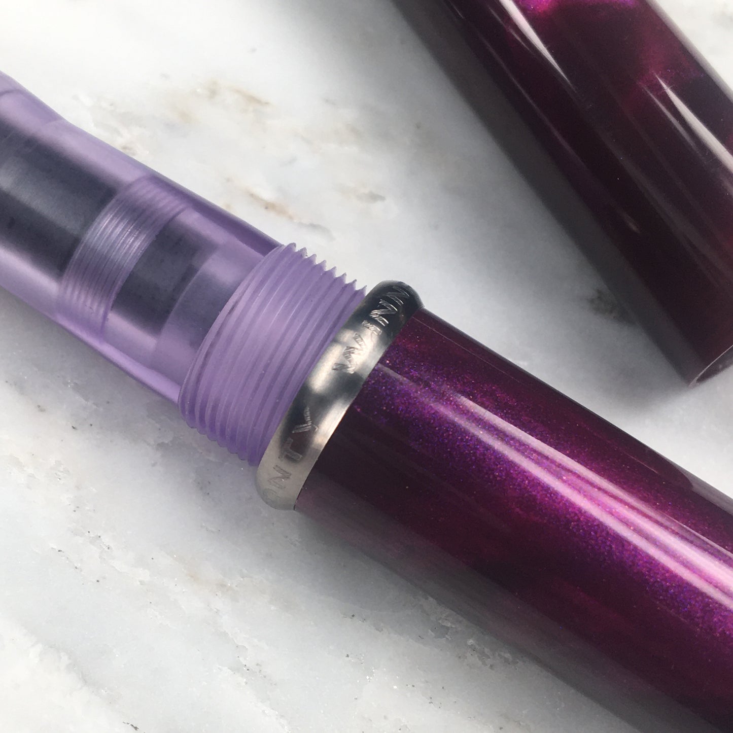 Model 3. Cigar-Style Fountain Pen with Titanium Rollstop. Plum.