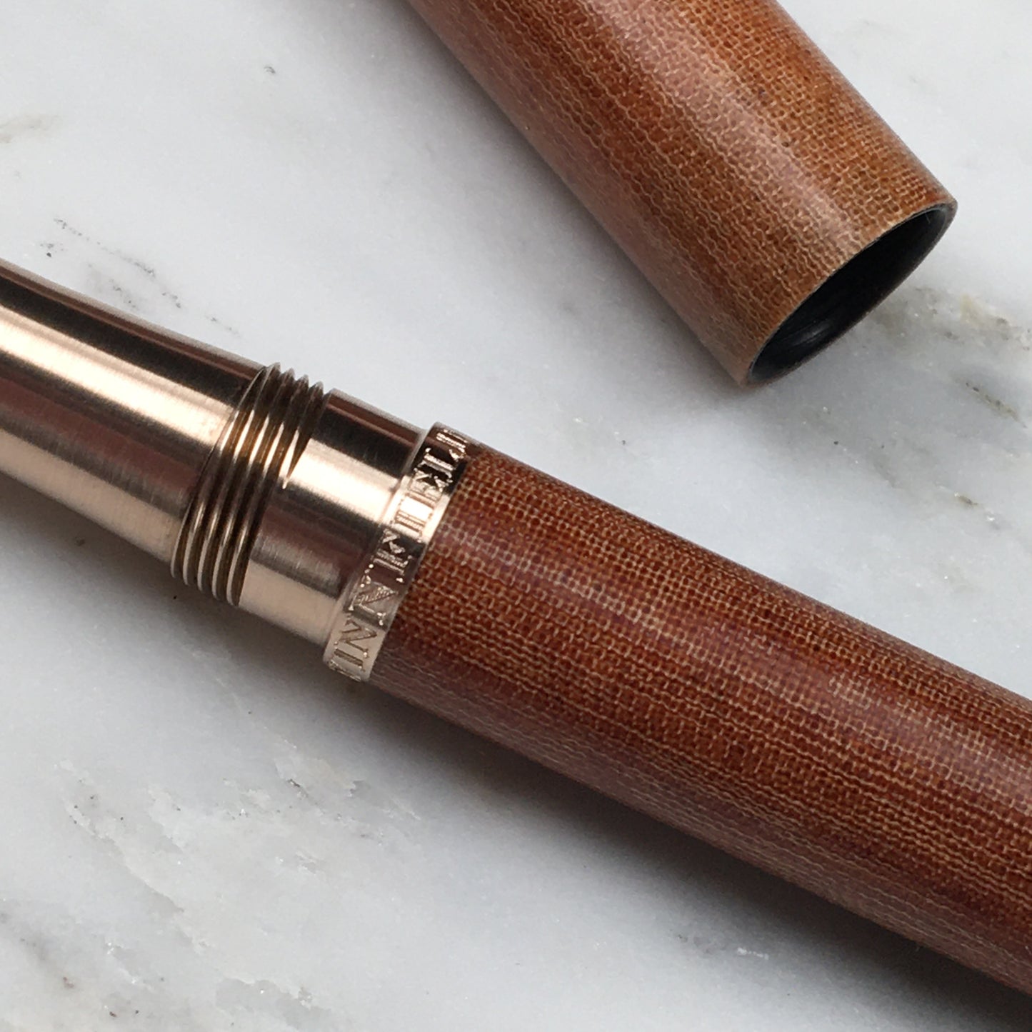 Model 2. Linen Micarta Fountain Pen with Bronze Hardware