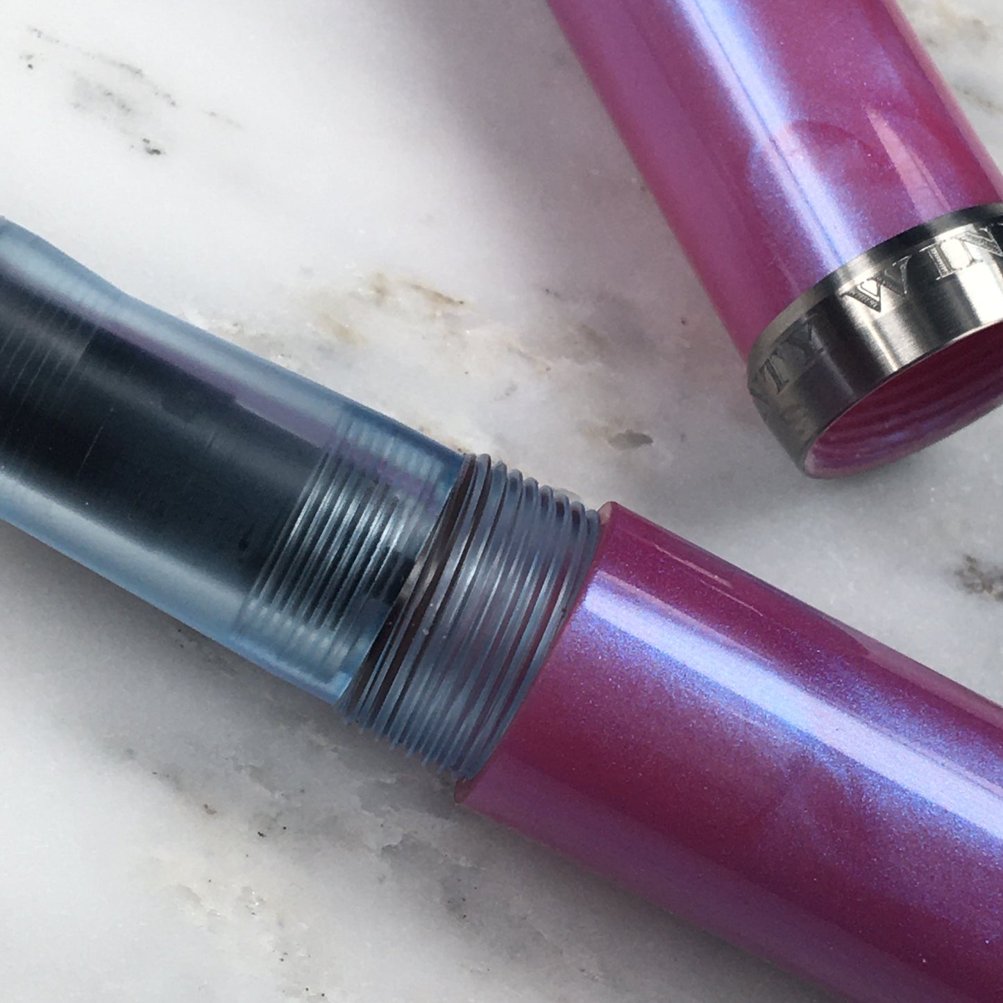 Model 6. Resin Fountain Pen with Titanium Clip. Iridescent Orchid.