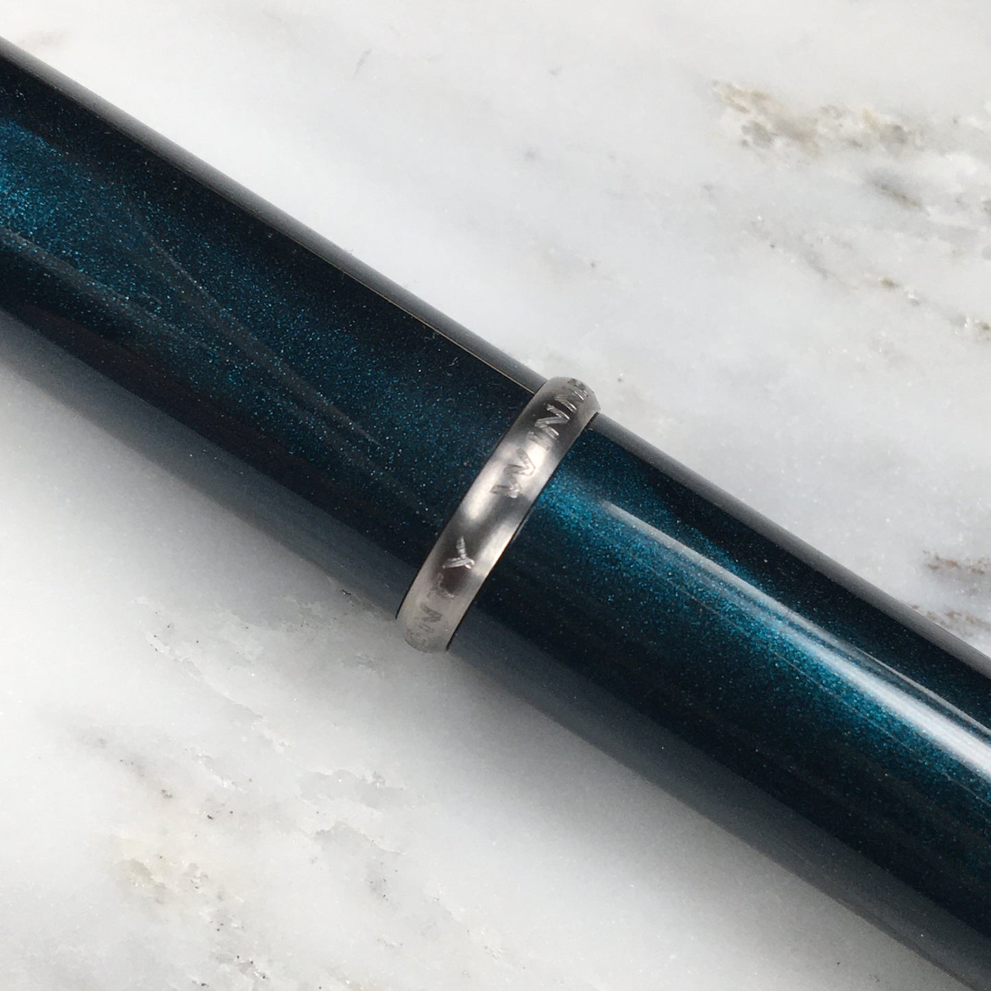 Model 3. Cigar-Style Fountain Pen with Titanium Rollstop. Dark Emerald.