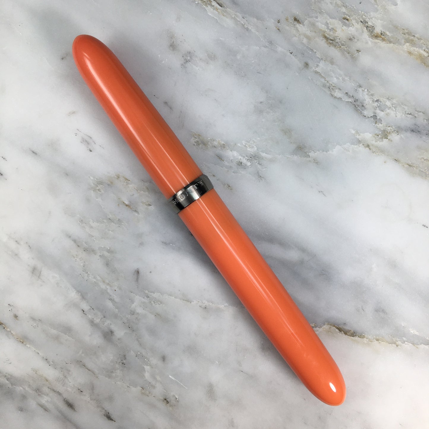 Model 3. Cigar-Style Fountain Pen with Titanium Cap Ring. Orange Sherbet