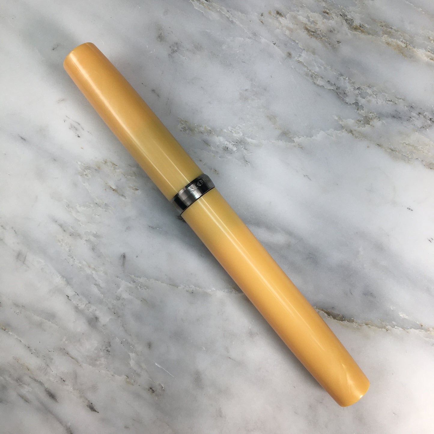 Model 7. Resin Fountain Pen with Titanium Cap Ring. Lemon Custard