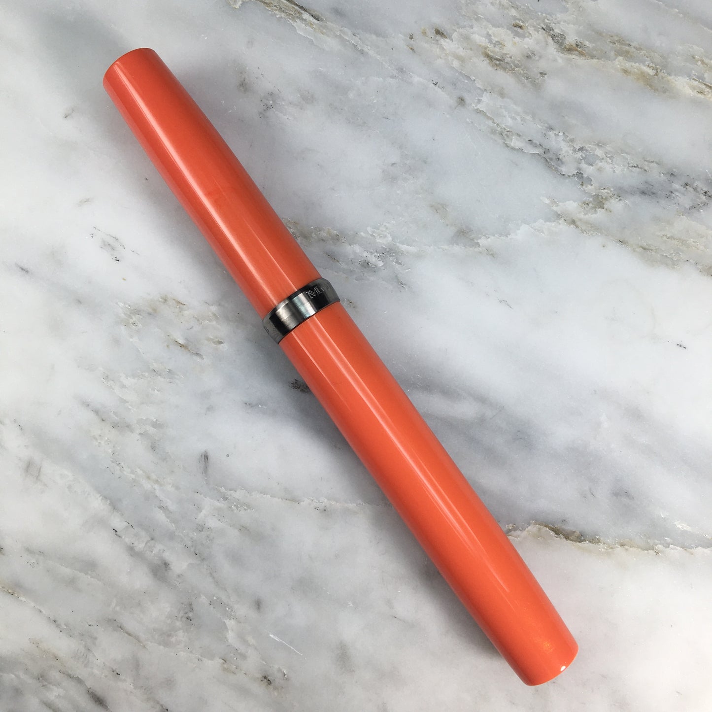 Model 7. Resin Fountain Pen with Titanium Cap Ring. Orange Sherbet