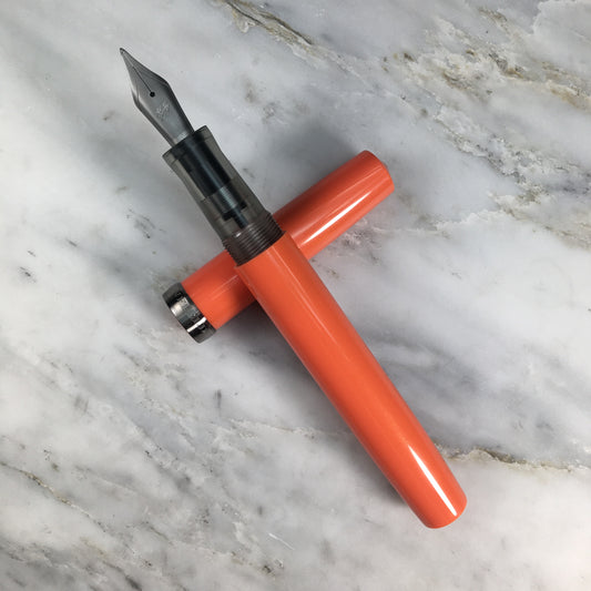 Model 7. Resin Fountain Pen with Titanium Cap Ring. Orange Sherbet
