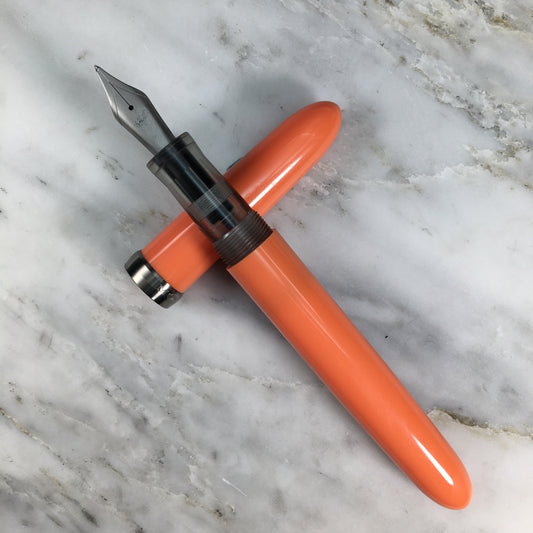 Model 3. Cigar-Style Fountain Pen with Titanium Cap Ring. Orange Sherbet