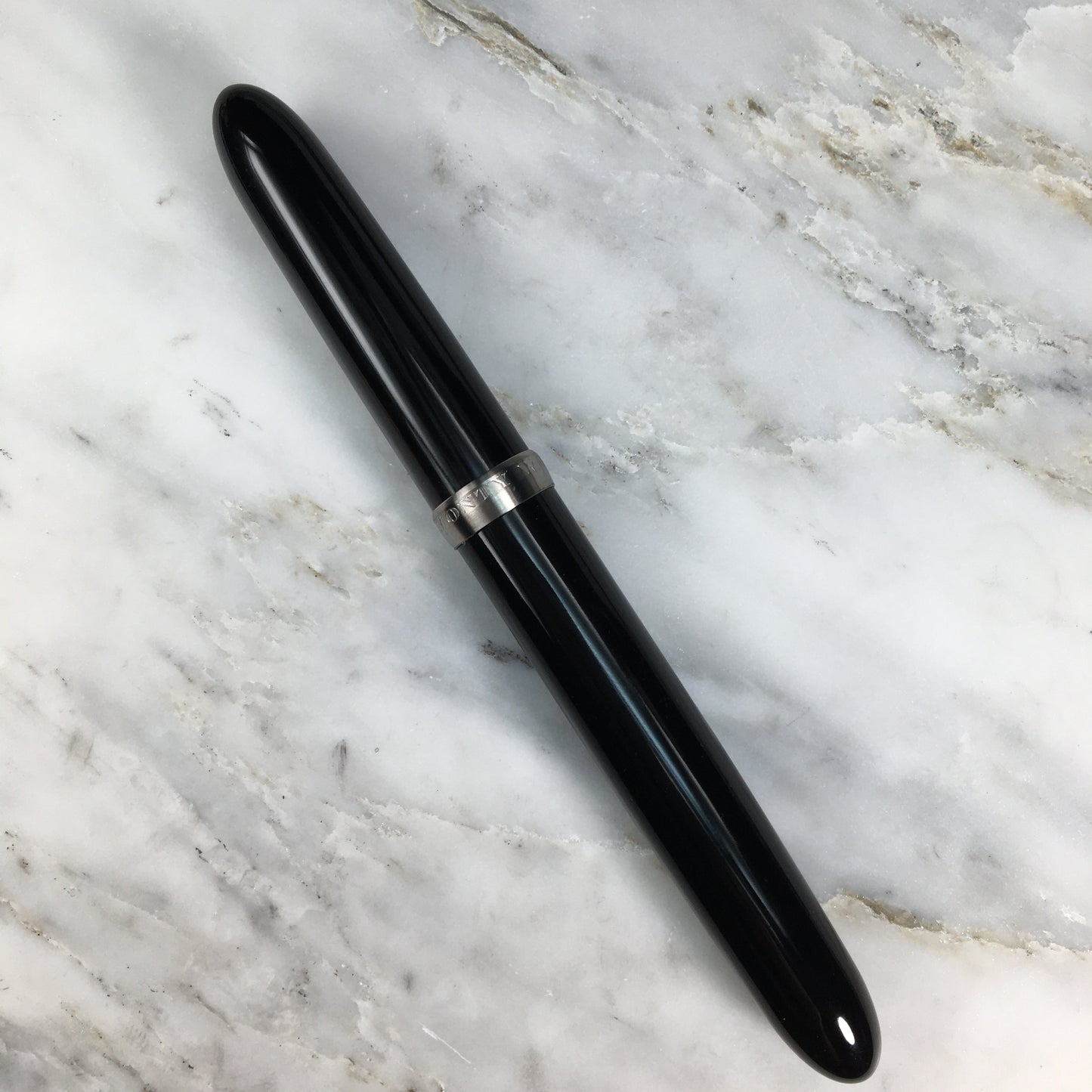 Model 3. Cigar-Style Fountain Pen with Titanium Cap Ring. Black