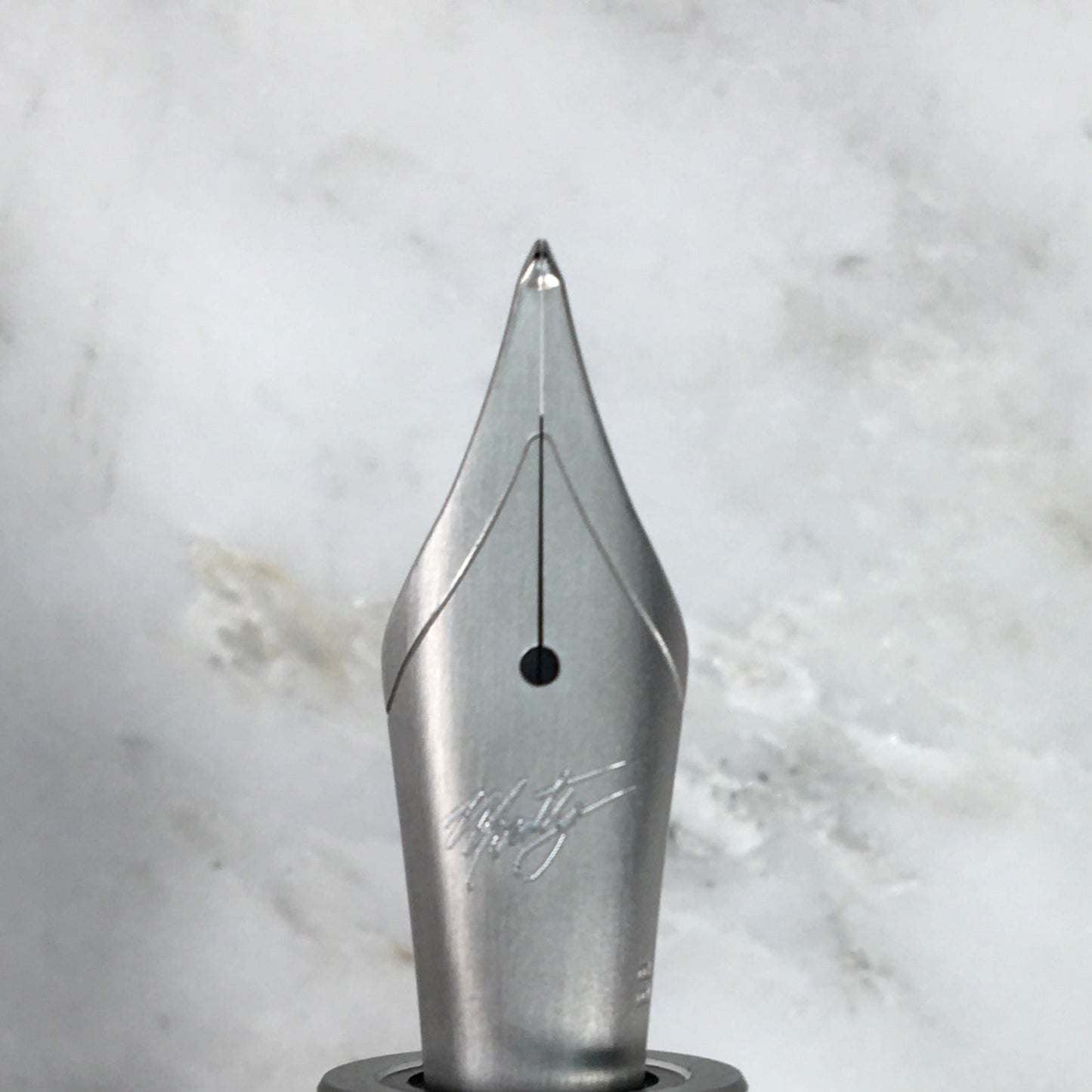 Model 3. Cigar-Style Fountain Pen with Titanium Cap Ring. Metallic Cobalt.