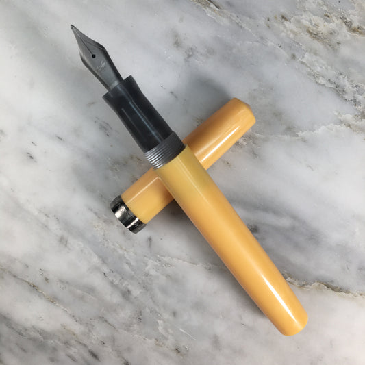 Model 7. Resin Fountain Pen with Titanium Cap Ring. Lemon Custard