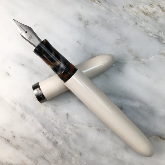 Model 3. Cigar-Style Fountain Pen with Titanium Cap Ring. Gardenia.