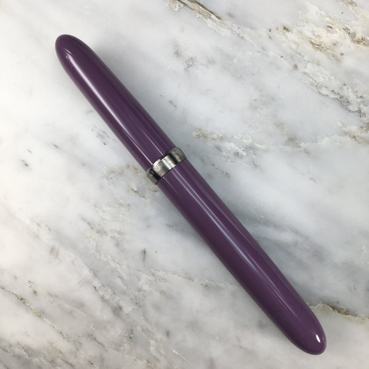 Model 3. Cigar-Style Fountain Pen with Titanium Cap Ring. Purple Haze.