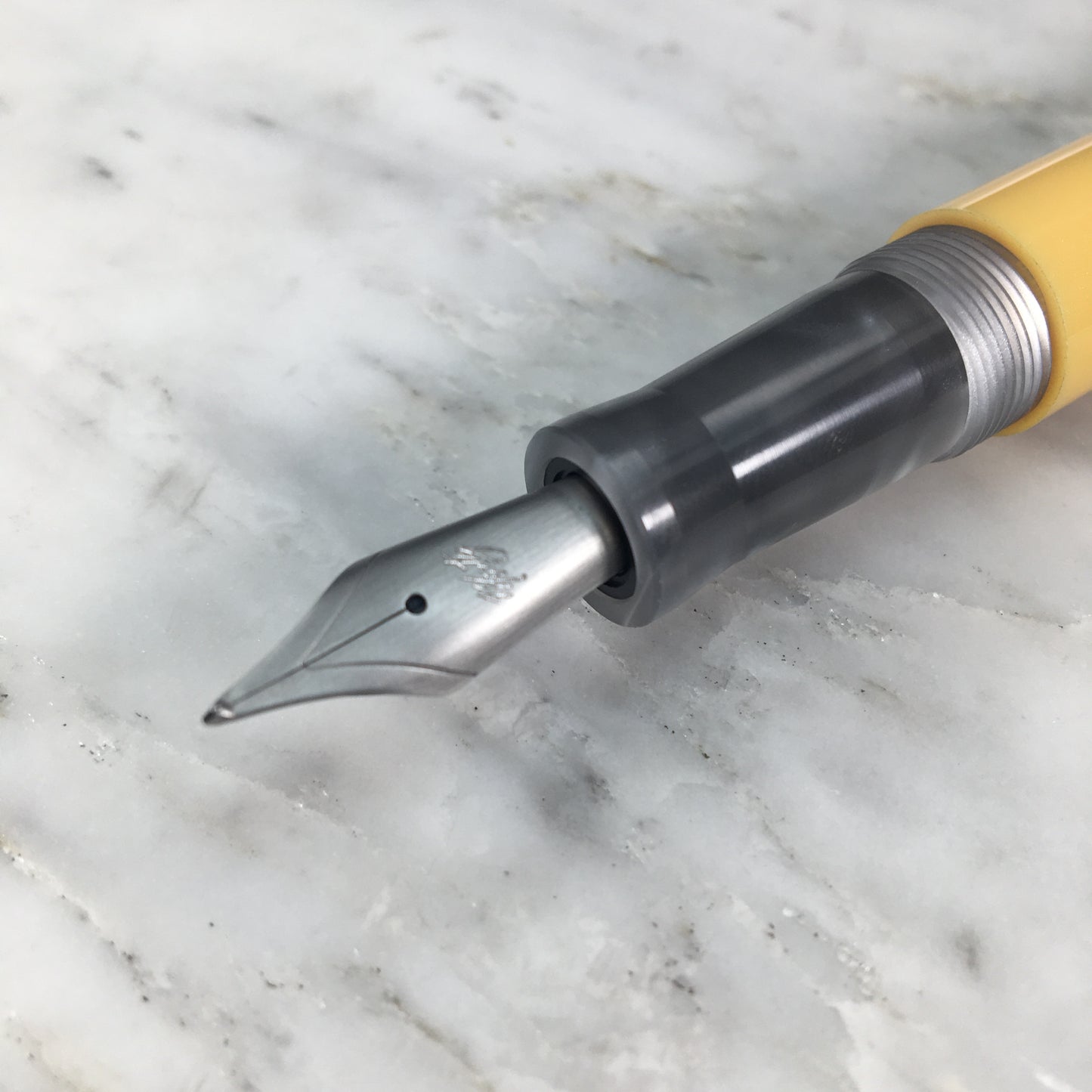 Model 7. Resin Fountain Pen with Titanium Cap Ring. Lemon Custard