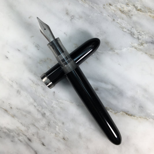 Model 3. Cigar-Style Fountain Pen with Titanium Cap Ring. Black