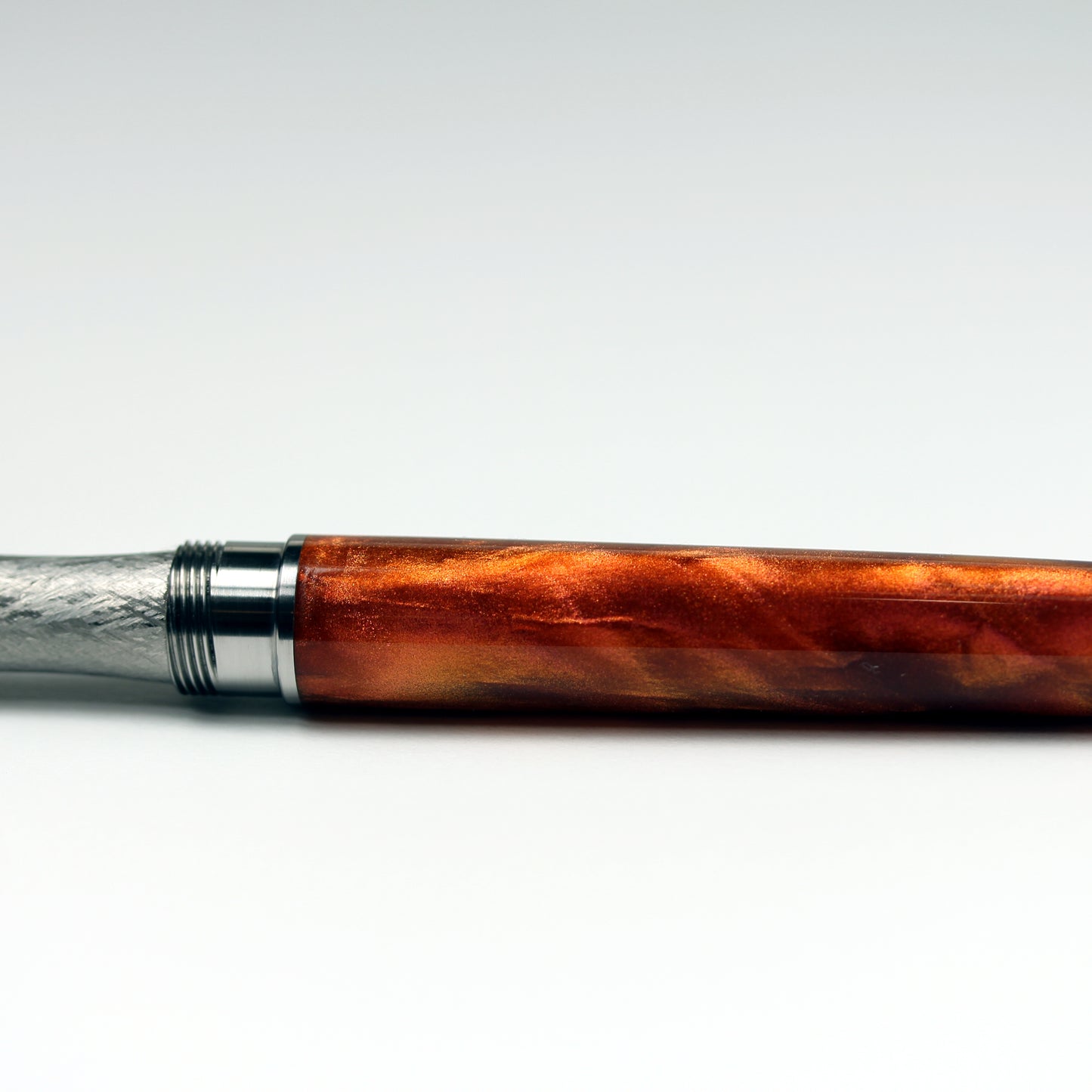 Model 1. Orange Sapphire Alumilite Fountain Pen with Titanium Waterfall Clip