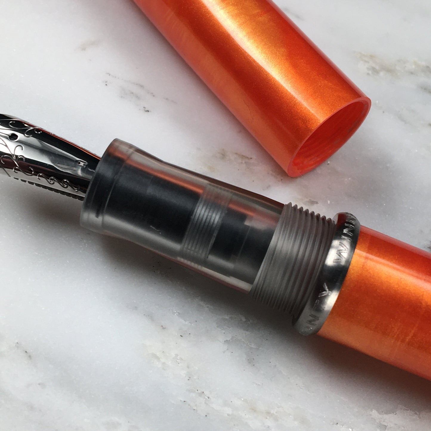 Model 3. Cigar-Style Fountain Pen with Titanium Rollstop. Magma.