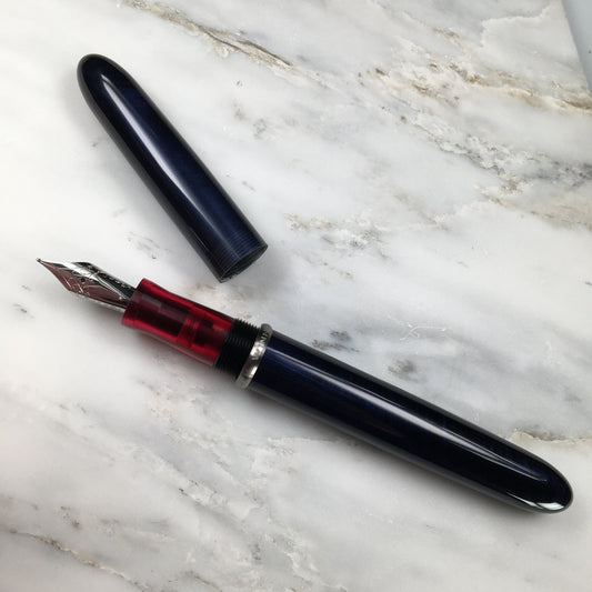 Model 3. Cigar-Style Fountain Pen with Titanium Rollstop. Midnight Beacon.