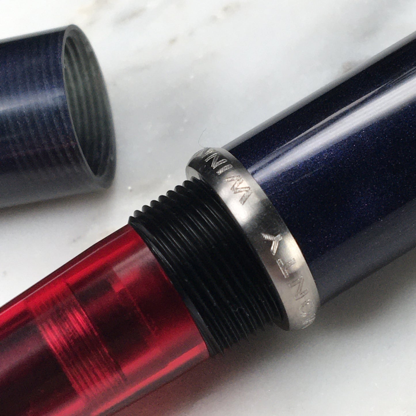 Model 3. Cigar-Style Fountain Pen with Titanium Rollstop. Midnight Beacon.