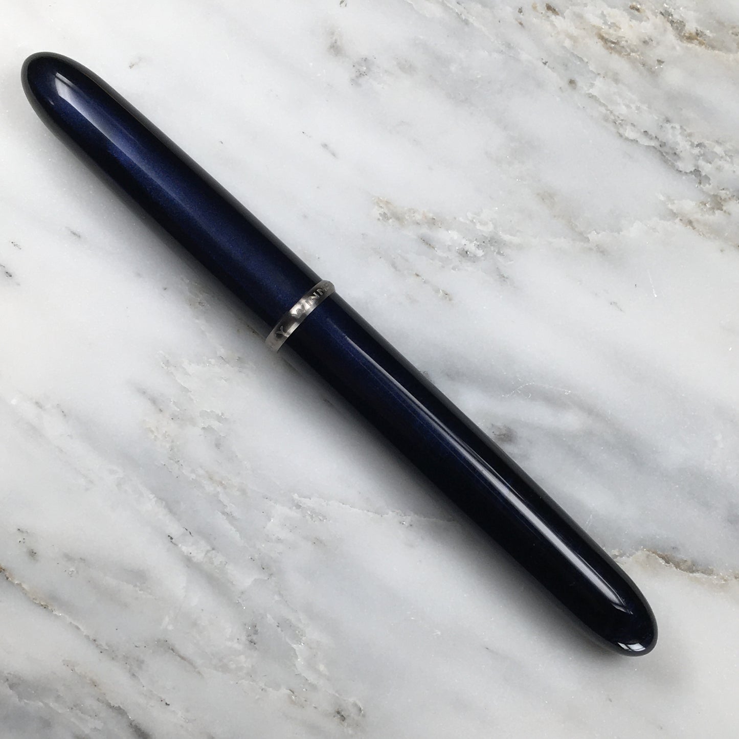 Model 3. Cigar-Style Fountain Pen with Titanium Rollstop. Midnight Beacon.