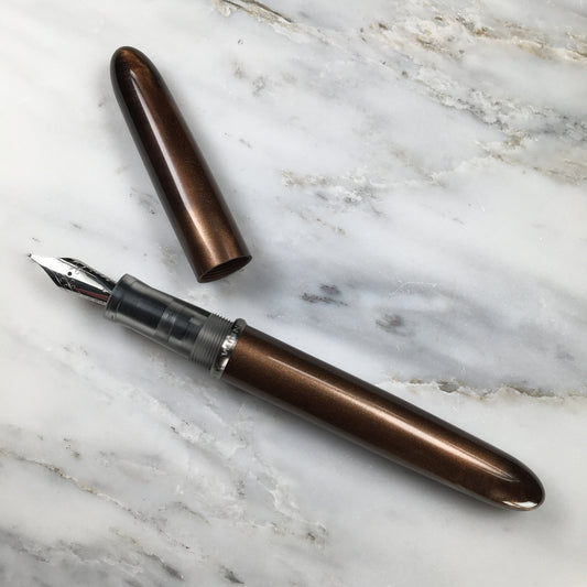 Model 3. Cigar-Style Fountain Pen with Titanium Rollstop. Muscovado.