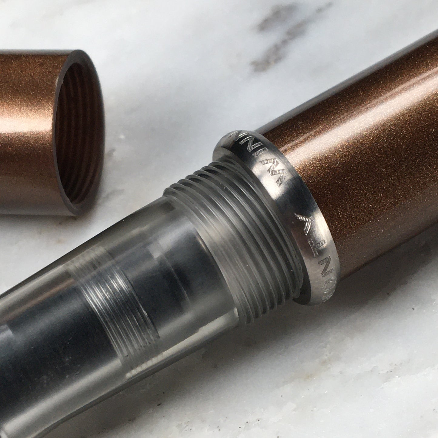 Model 3. Cigar-Style Fountain Pen with Titanium Rollstop. Muscovado.