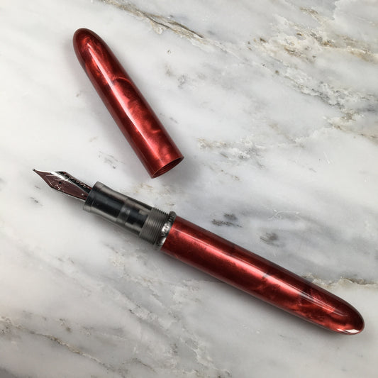 Model 3. Cigar-Style Fountain Pen with Titanium Rollstop. Sangria.