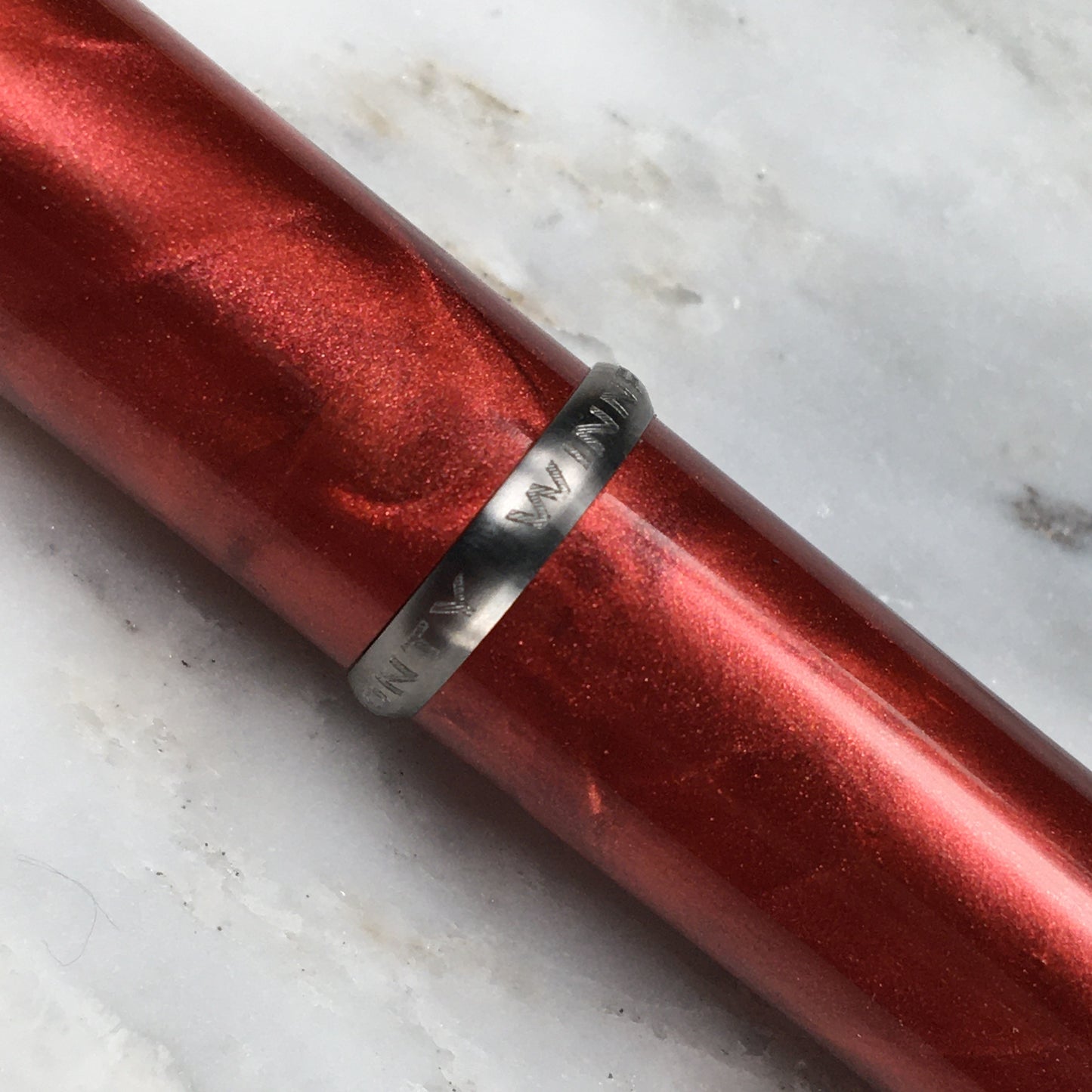 Model 3. Cigar-Style Fountain Pen with Titanium Rollstop. Sangria.