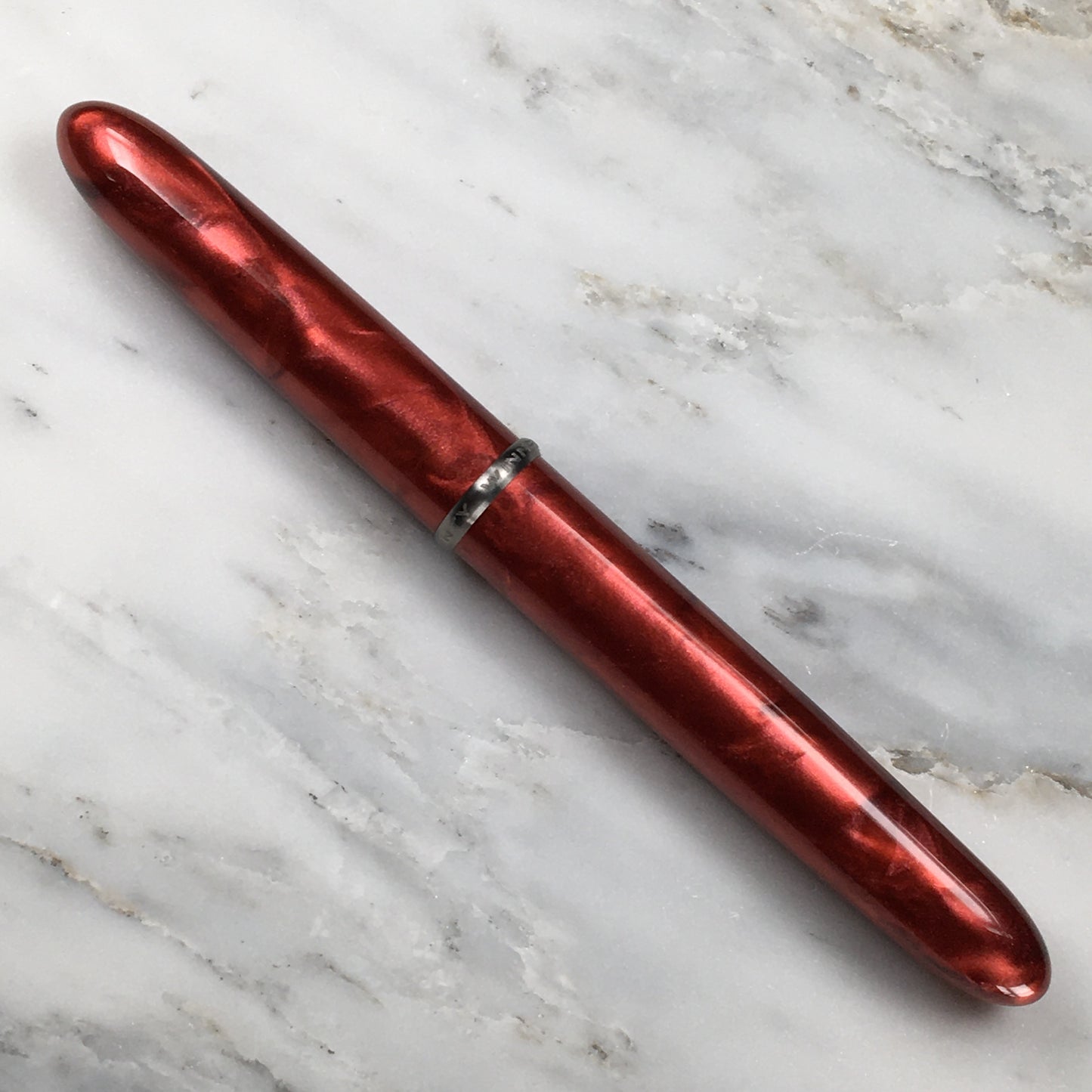 Model 3. Cigar-Style Fountain Pen with Titanium Rollstop. Sangria.