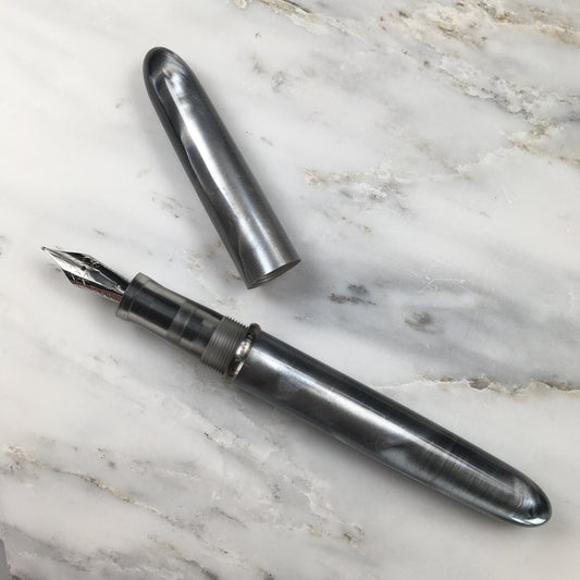 Model 3. Cigar-Style Fountain Pen with Titanium Rollstop. Mercury.