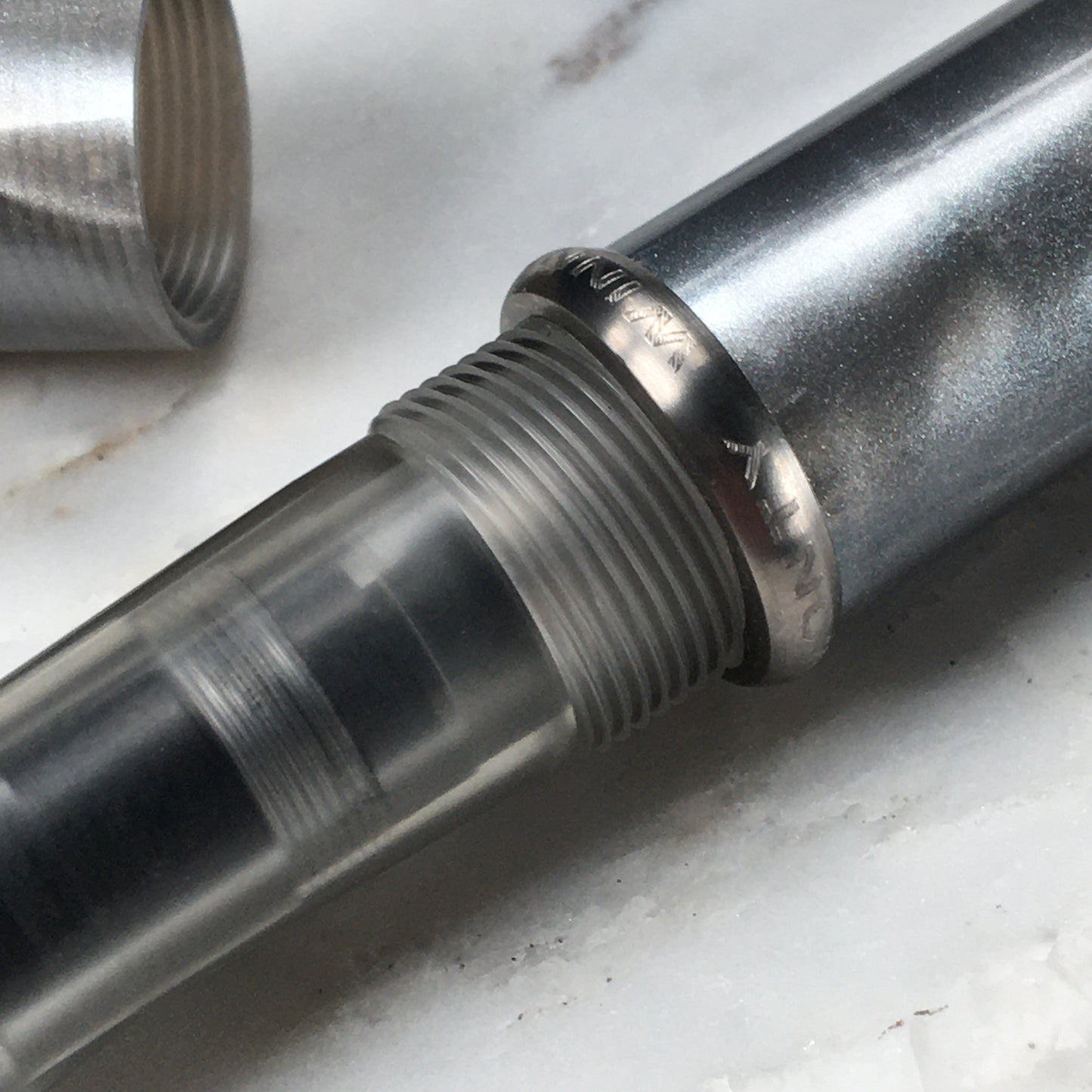 Model 3. Cigar-Style Fountain Pen with Titanium Rollstop. Mercury.