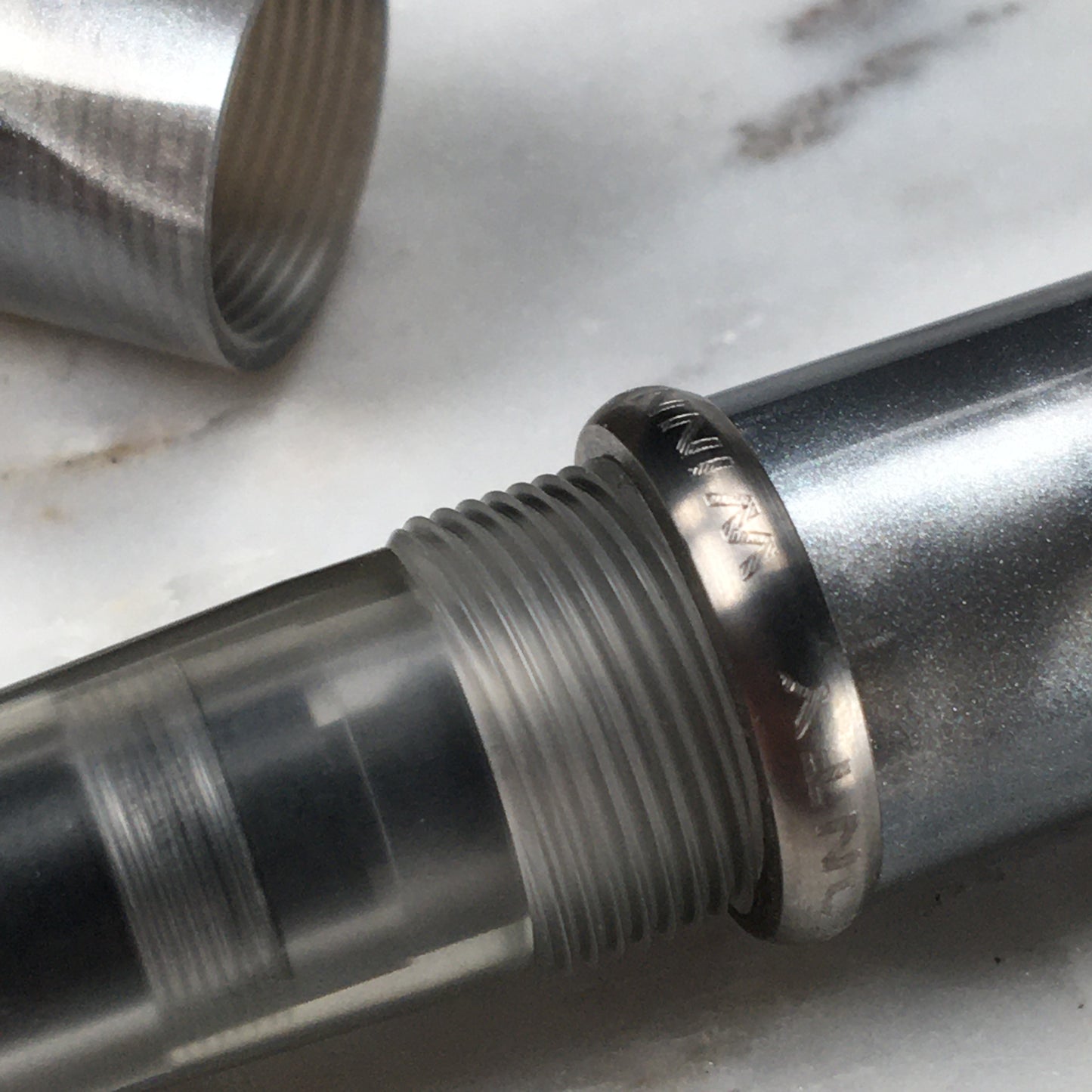 Model 3. Cigar-Style Fountain Pen with Titanium Rollstop. Mercury.