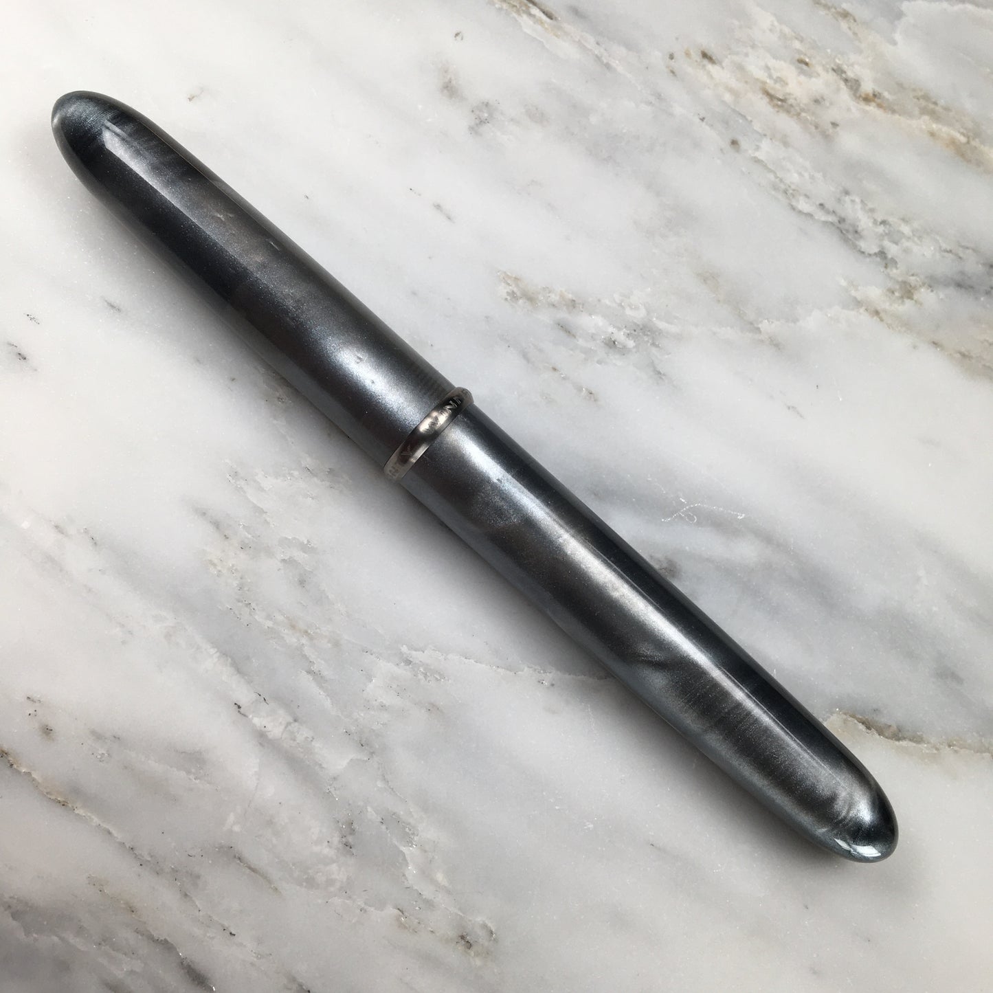 Model 3. Cigar-Style Fountain Pen with Titanium Rollstop. Mercury.