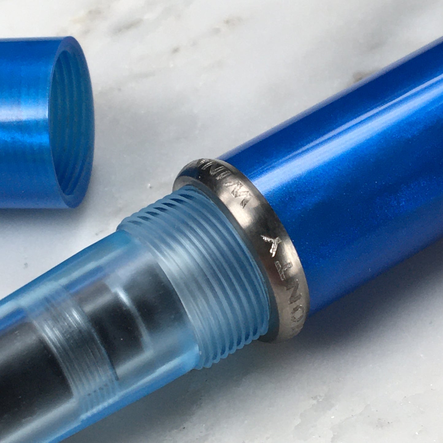 Model 3. Cigar-Style Fountain Pen with Titanium Rollstop. Academy Blue.