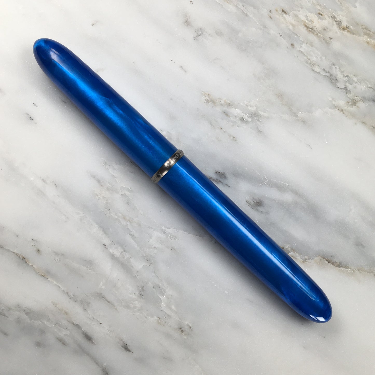 Model 3. Cigar-Style Fountain Pen with Titanium Rollstop. Academy Blue.
