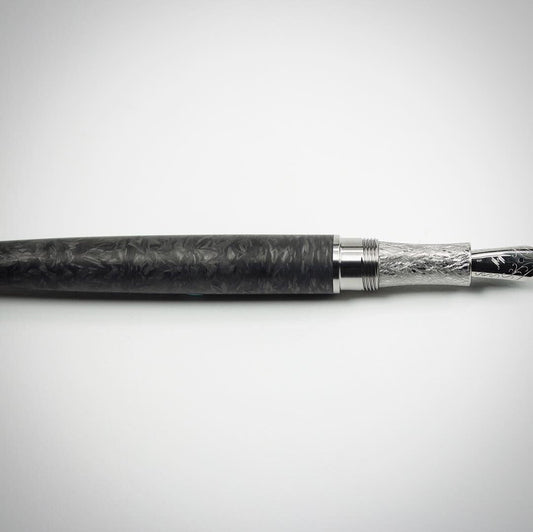 Model 1. Forged Carbon Fiber Fountain Pen with Titanium Hardware and Waterfall Clip