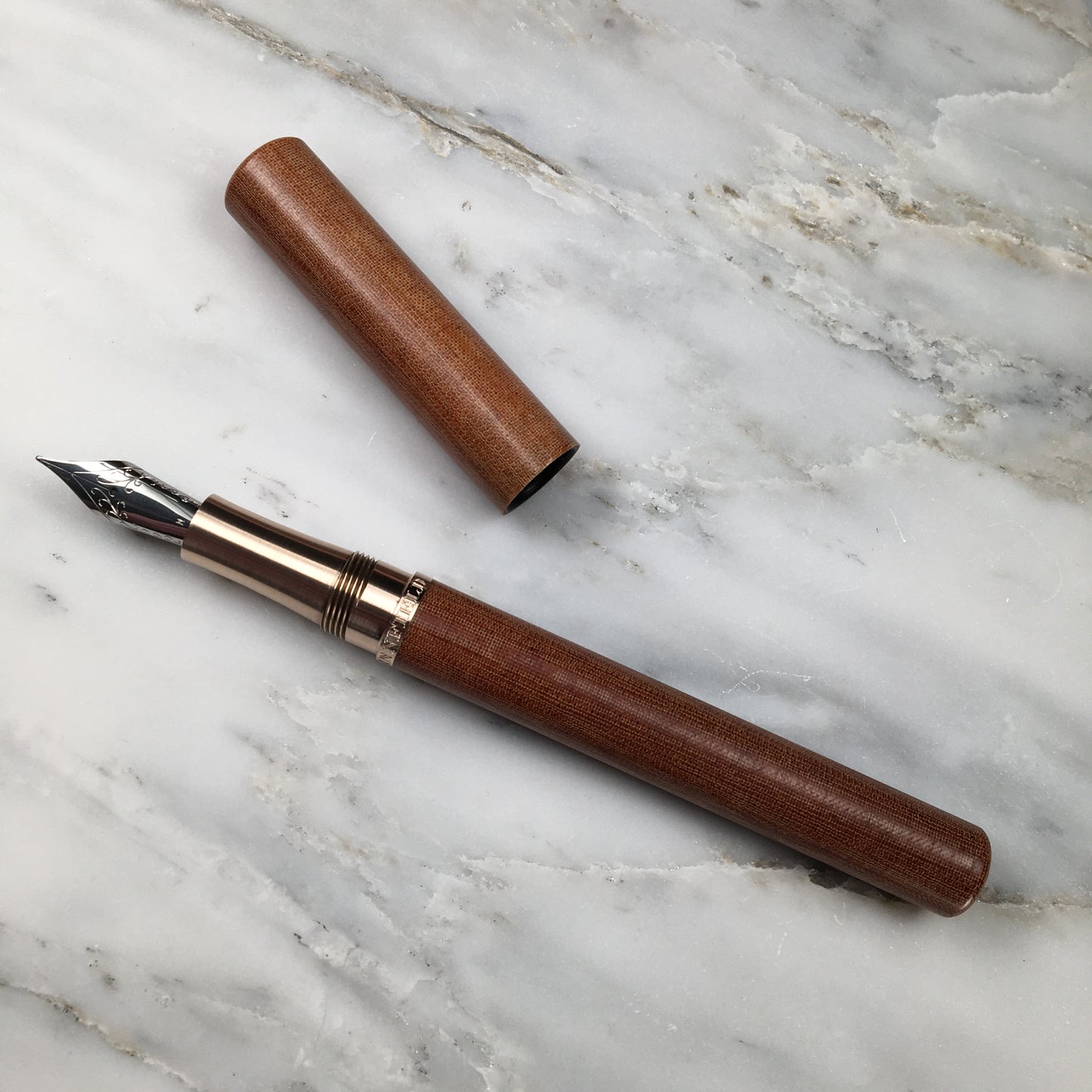 Model 2. Linen Micarta Fountain Pen with Bronze Hardware