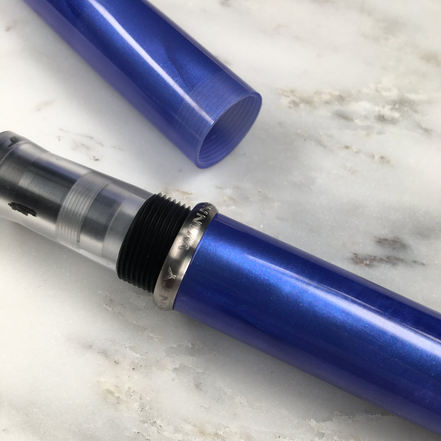Model 3. Cigar-Style Fountain Pen with Titanium Rollstop. Wisteria.
