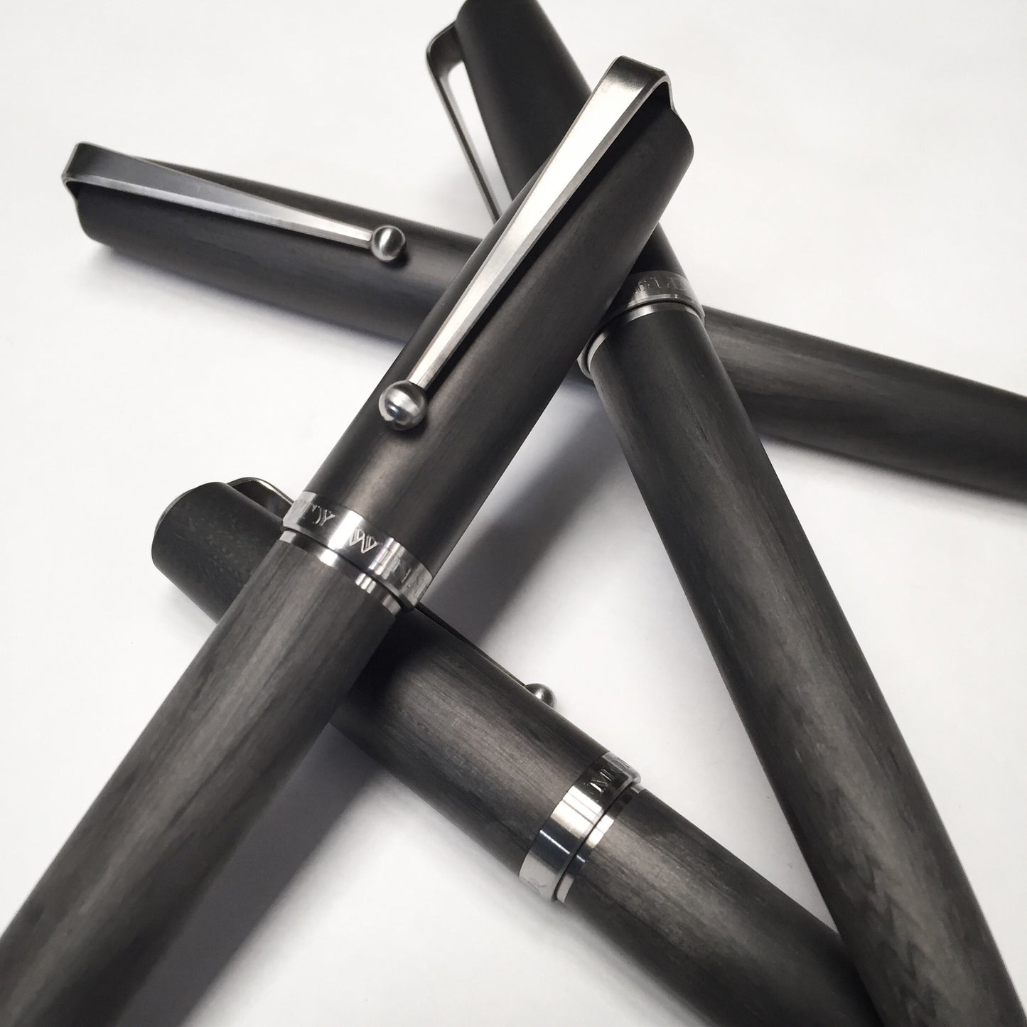 Titanium and Carbon Fiber Fountain Pen with Waterfall Clip