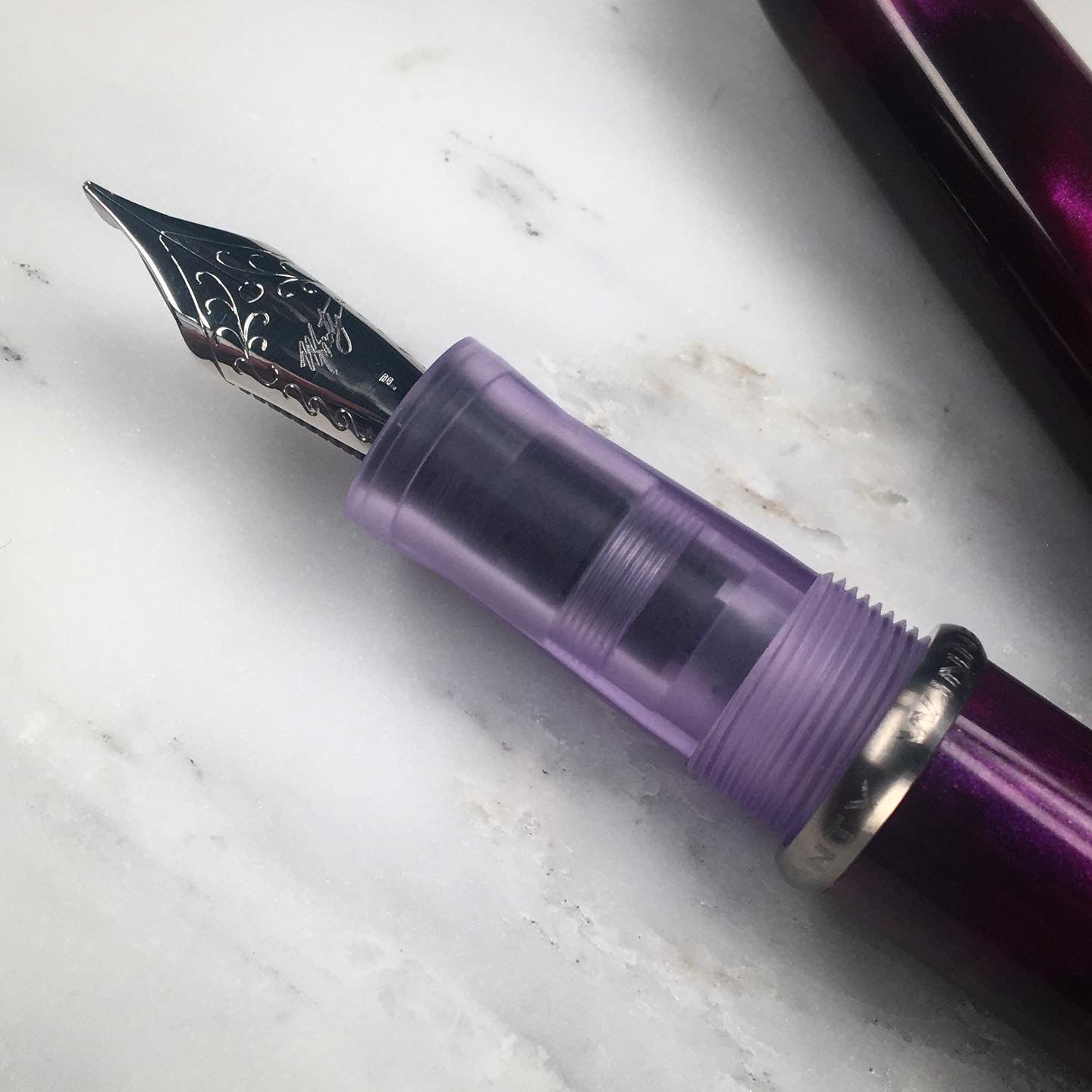 Model 3. Cigar-Style Fountain Pen with Titanium Rollstop. Plum.