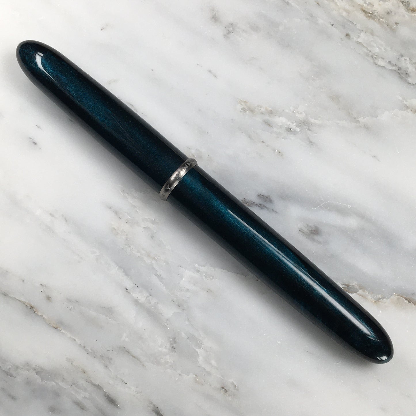 Model 3. Cigar-Style Fountain Pen with Titanium Rollstop. Dark Emerald.