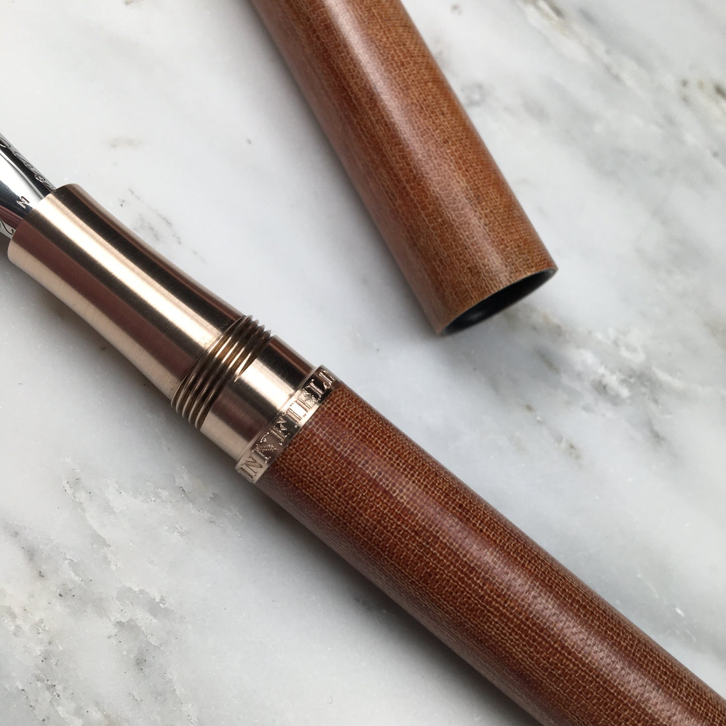 Model 2. Linen Micarta Fountain Pen with Bronze Hardware