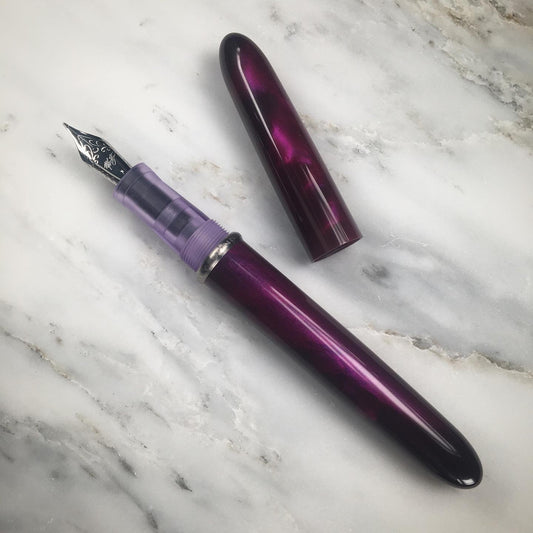 Model 3. Cigar-Style Fountain Pen with Titanium Rollstop. Plum.