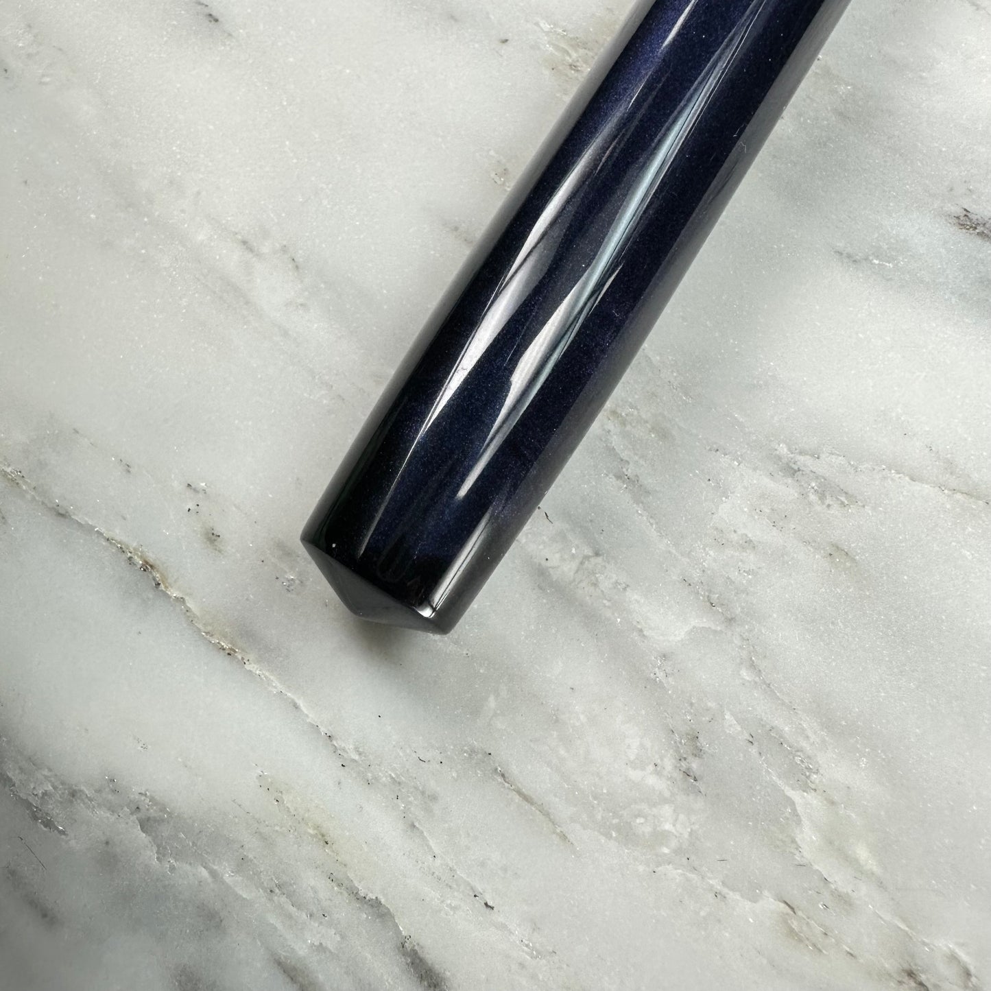 Model 6. Resin Fountain Pen with Titanium Clip. Midnight Beacon.