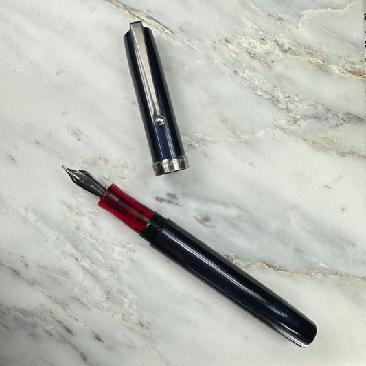 Model 6. Resin Fountain Pen with Titanium Clip. Midnight Beacon.