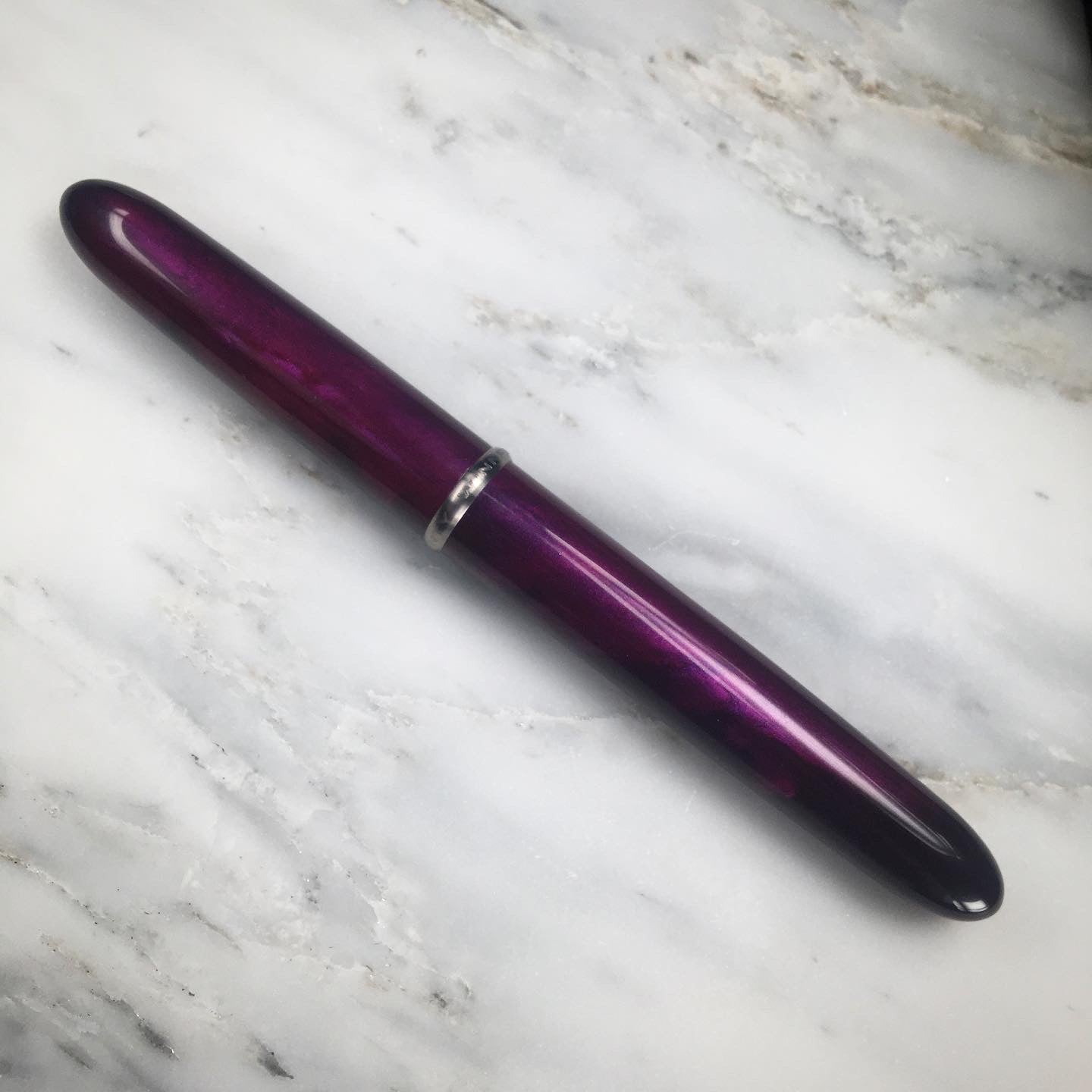 Model 3. Cigar-Style Fountain Pen with Titanium Rollstop. Plum.